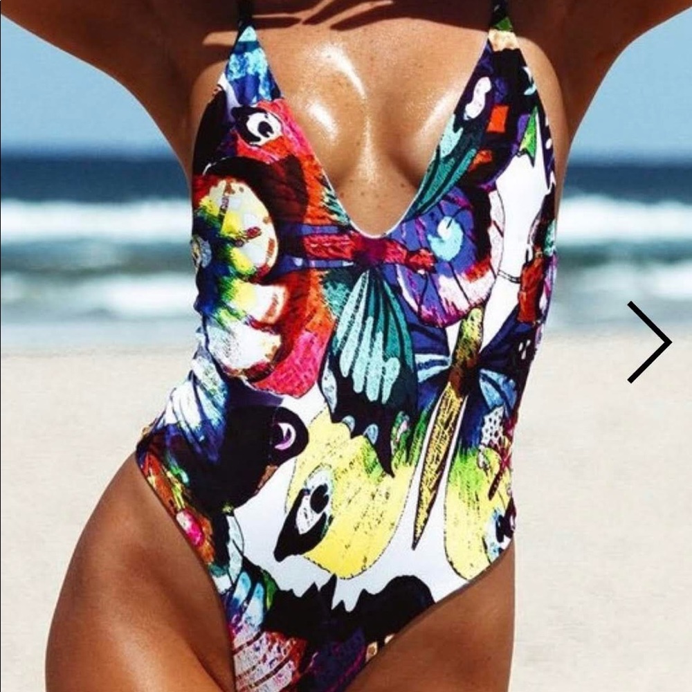 Butterfly high hips one piece swim suit